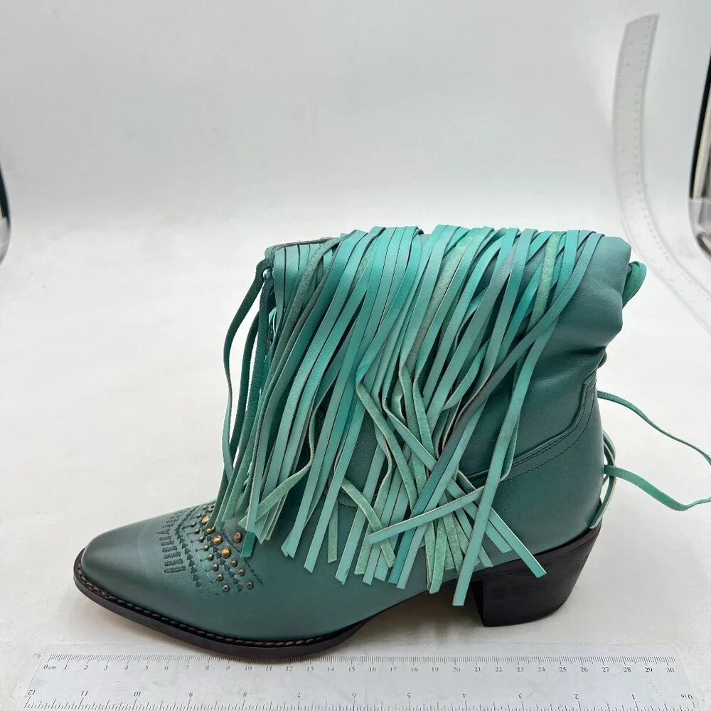 Perfect FESTIVAL Fringe Boots - Teal - Picture 1 of 8
